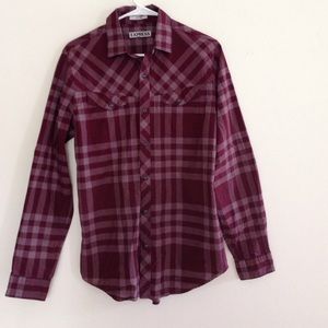 Men's long sleeve plaid express button shirt