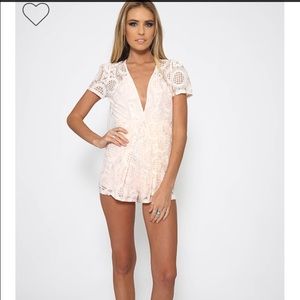Light pink romper playsuit, peppermayo sabo skirt
