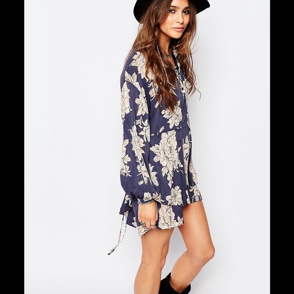 Free People Printed Shirtdress Mini Dress