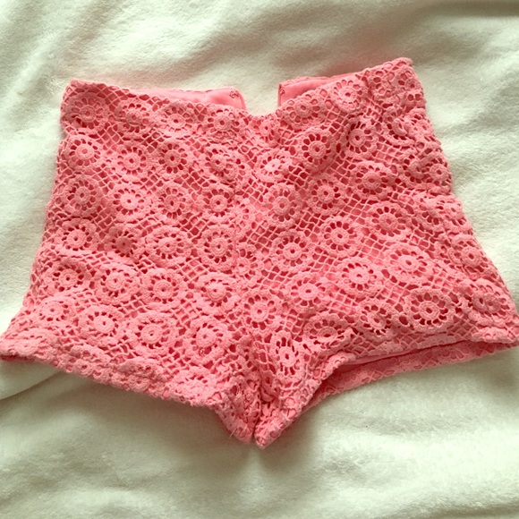 Pink lace shorts