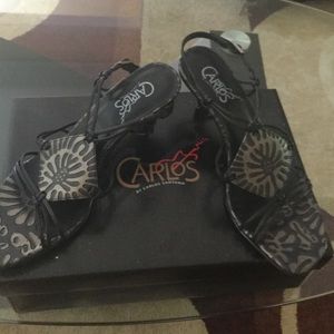 Carlos Santana black leather heels