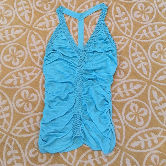 Bebe Aqua Blue Beaded Top