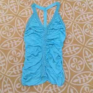 Bebe Aqua Blue Beaded Top