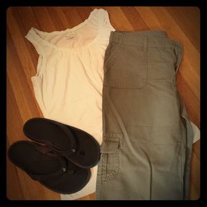 Army green cargo capris