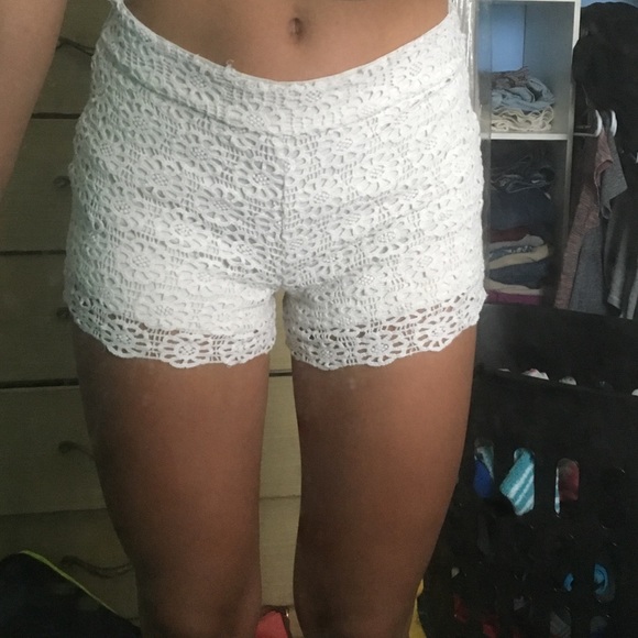 White lace shorts