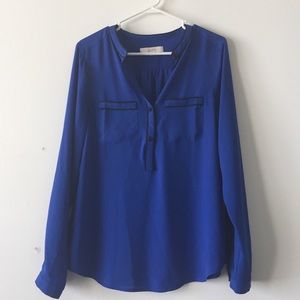 Lovely Blue LOFT Long-Sleeved Blouse