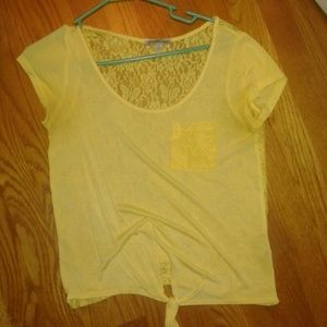 LACE BACK tie in front Yellow Charlotte Russe shir