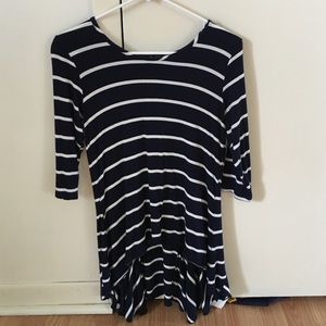Quarter length sleeve striped shirt