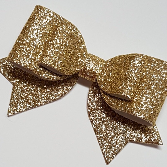 Gold Glittery Hair Bow - Picture 2 of 4