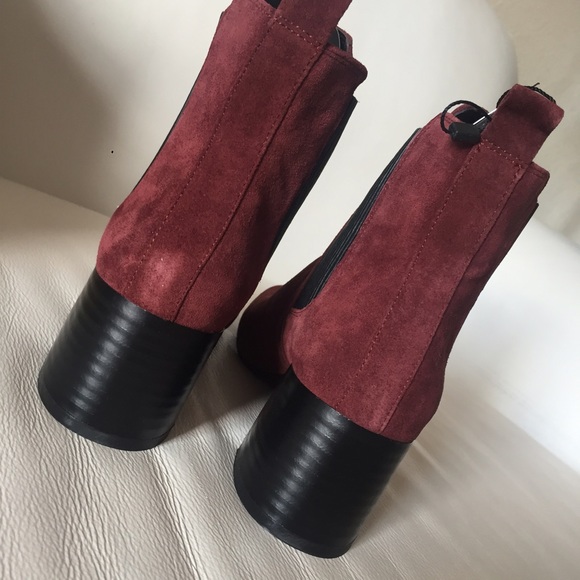 Zara Leather Burgundy Ankle Boots - Picture 4 of 4