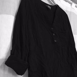 Black roll tab sleeve shirt