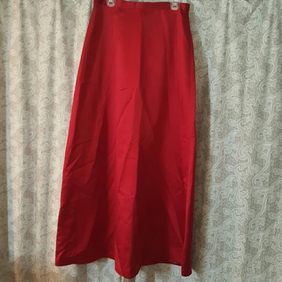 Red satin formal skirt