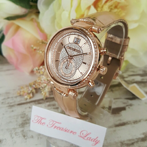 Michael Kors Accessories - Michael Kors Sawyer leather glitz watch MK2445