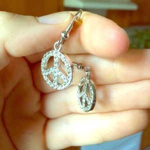 Faux Diamond Peace Earrings