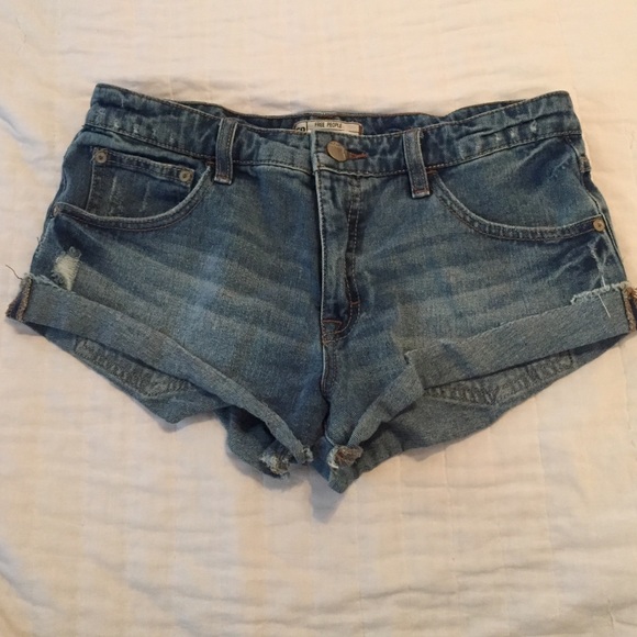 Free People Cutoff Denim Shorts, Medium wash