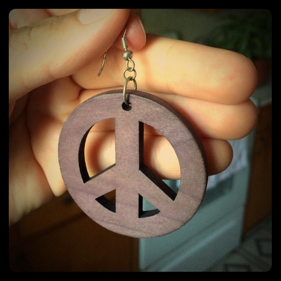 Boho Wooden Peace Earrings