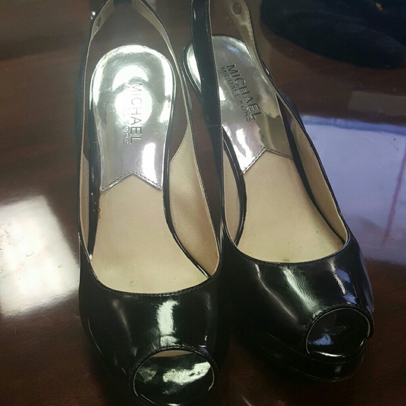 MK Black Peep Toe Heels
