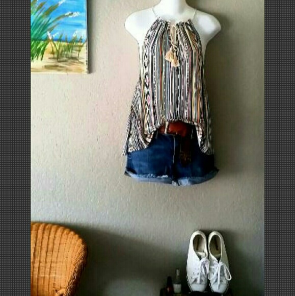 Ocean Drive tassel stripe halter neck tank M NWT - Picture 4 of 4