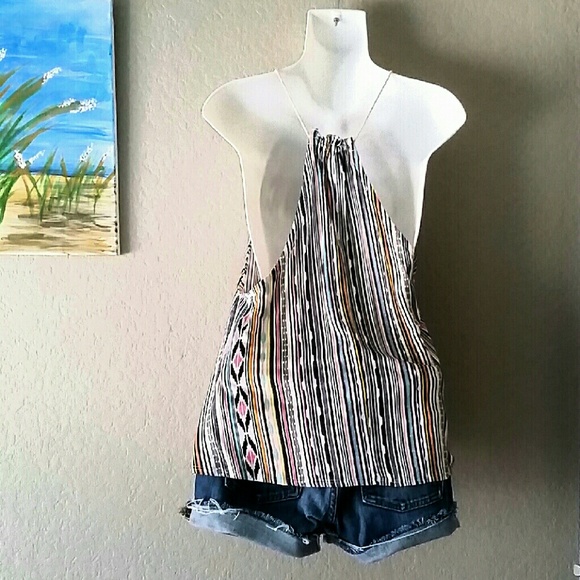 Ocean Drive tassel stripe halter neck tank M NWT - Picture 2 of 4