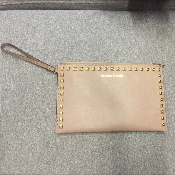 Michael Kors Large Studded Neutral Clutch