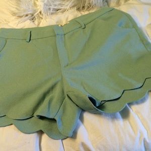Teal scalloped hem shorts