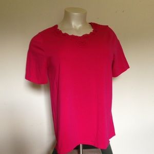 Pretty Pink top with tiny "wooden" beads. Plus 0X