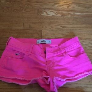 Hot pink denim shorts