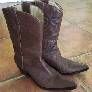 Guess Brown Leather Cowboy Boots