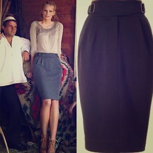 Anthro | Maeve | Black Cinched Ponte Pencil Skirt