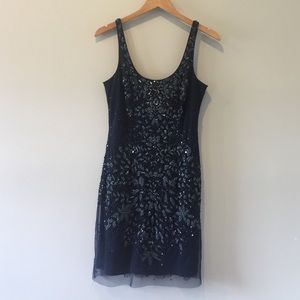 Adrianna Papell beaded sheath dress - Navy