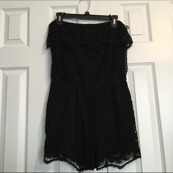 crochet and lace  black Romper NWOT by Rewind