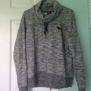 Pink crew neck sweatshirt with drawstring neck