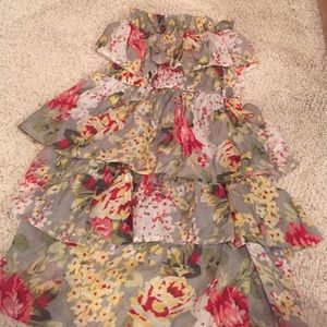 Body Central Strapless Floral Dress