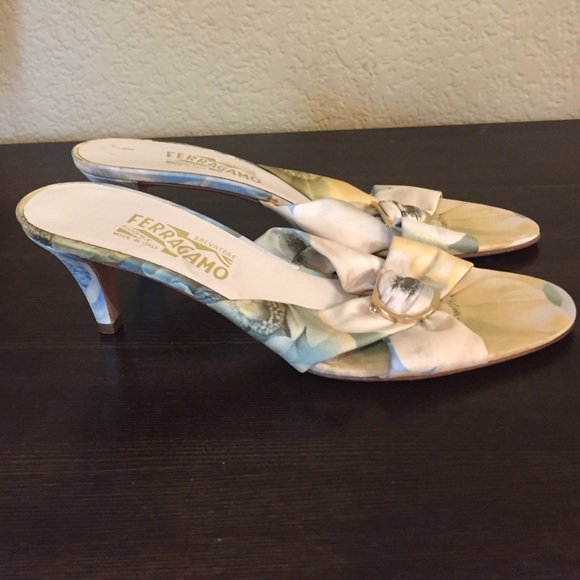 Salvatore Ferragamo Yellow Floral Heel Sandals - Picture 2 of 4