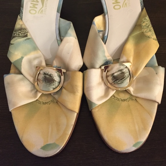 Salvatore Ferragamo Yellow Floral Heel Sandals - Picture 4 of 4