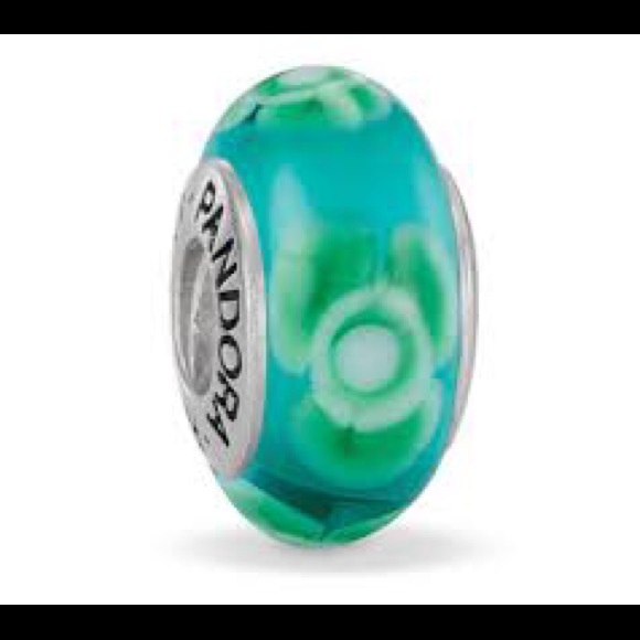 teal glass Pandora charm