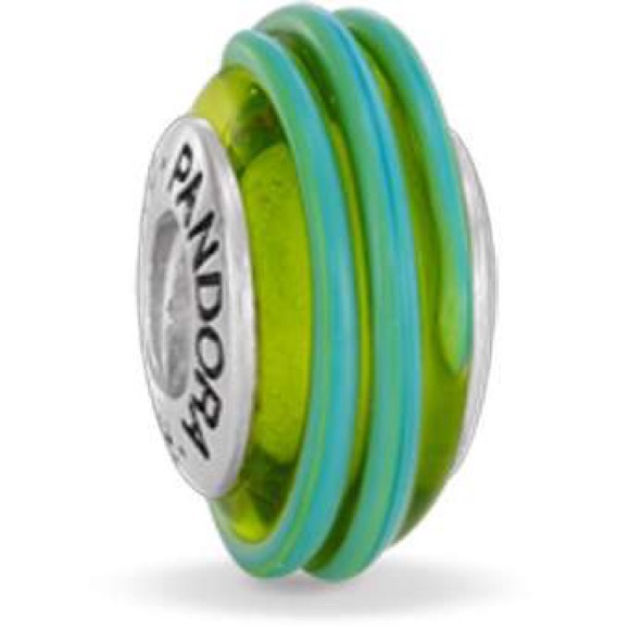 Green glass Pandora charm