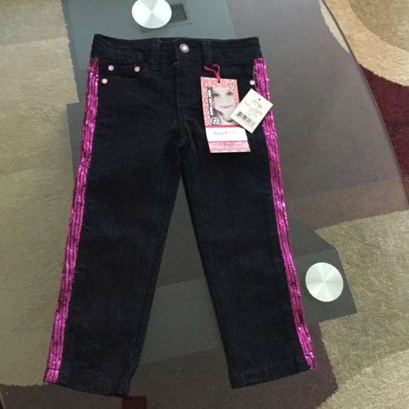 Toddler jeans with pink sparkles on sides