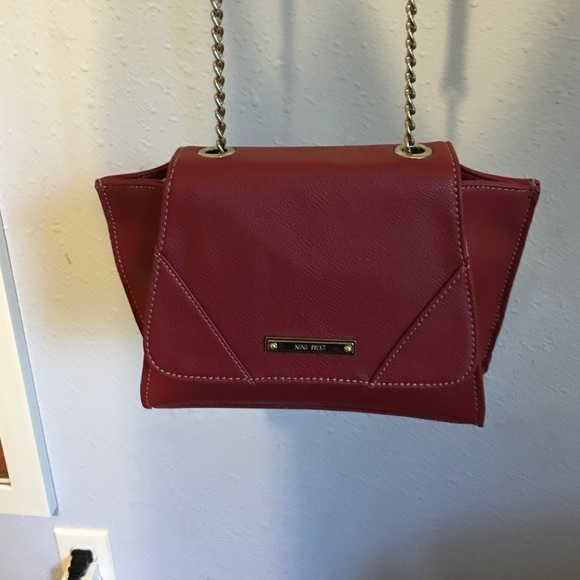 Nine west red leather crossbody bag