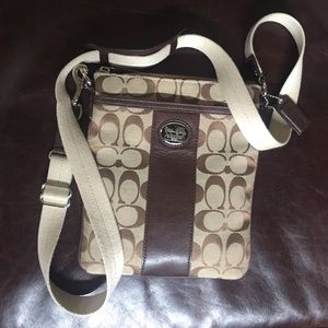 Coach brown monogrammed crossbody