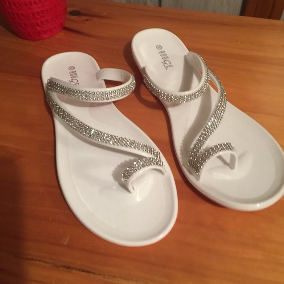 White rhinestone sandals
