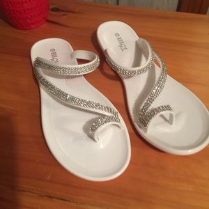 White rhinestone sandals