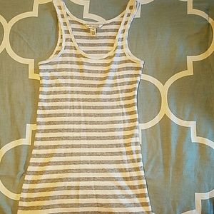 Gray and white striped tank