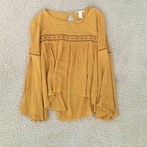 Yellow flowy blouse
