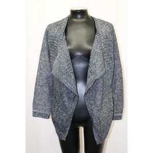 Lucky Brand Open Front Cardigan Mixed Stitch Blue