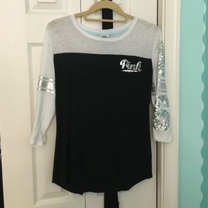 VS Pink black and white sequin top