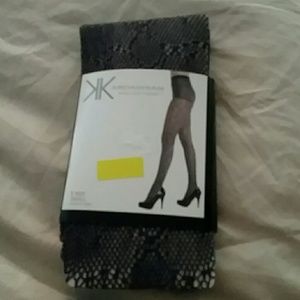 Snakeskin print mesh tights