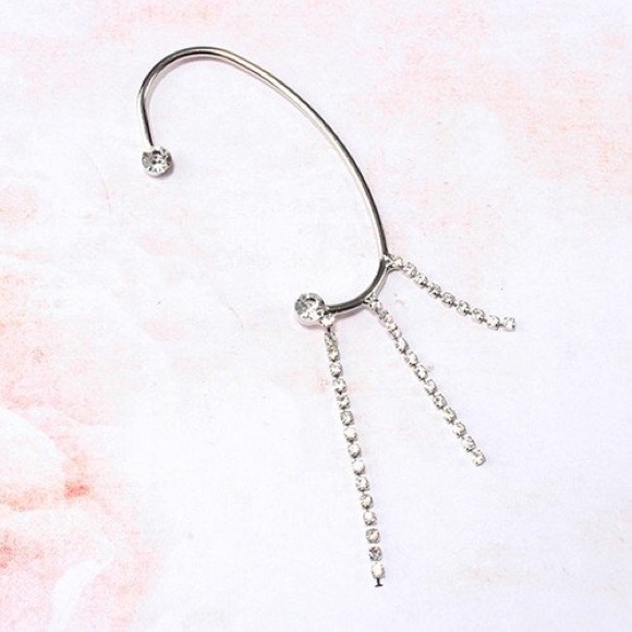 Silver Rhinestone Fringe Ear Cuff - Picture 3 of 4