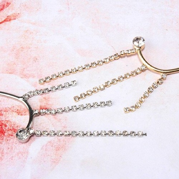 Silver Rhinestone Fringe Ear Cuff - Picture 4 of 4