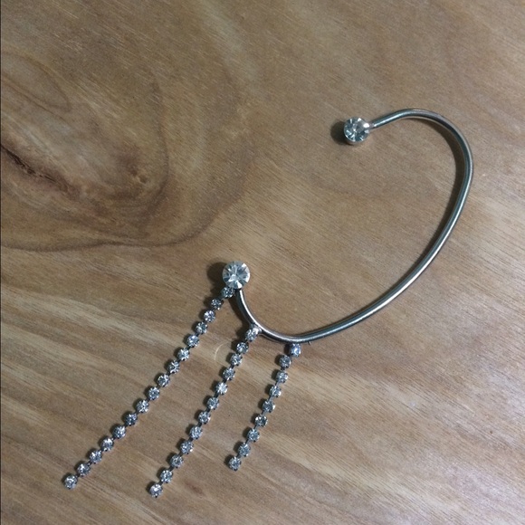 Silver Rhinestone Fringe Ear Cuff - Picture 2 of 4